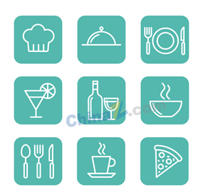 绿色方形餐饮图标